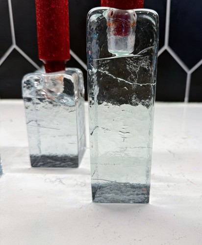 Blenko Glass Cube Candle Holders Set Of 3 Graduated - Picture 5 of 10