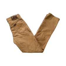 Vintage 80s Lee Tan Corduroy Slim Straight Leg High Rise Golden Brown Pants 29W