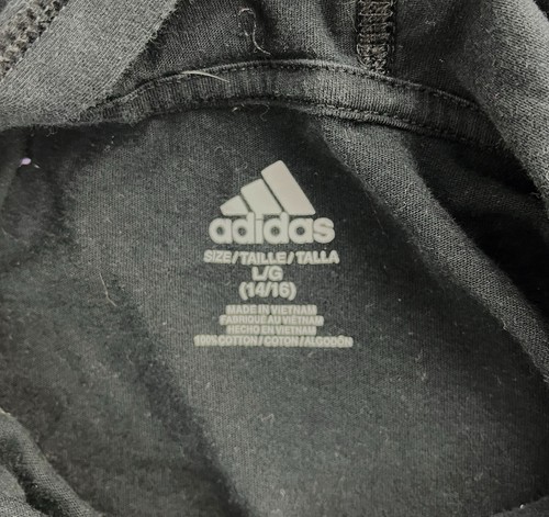 Adidas Boys Black Pullover Hoodie Long Sleeves Size Youth Large 14/16 - Picture 4 of 6