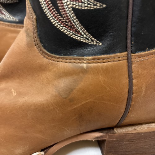 Justin Caddo Embroidered Square Toe Pull On Cowboy Mens Brown Casual Boot 10 D - Picture 20 of 24