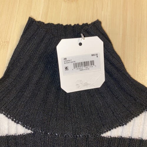 New Altar’d State Striped Black White Mock Neck Cropped Sweater Small - Picture 5 of 11