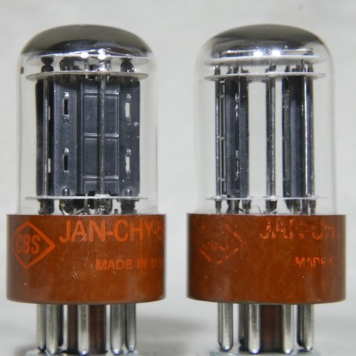 Matched Pair CBS JAN CHY 5692 Black Plate Double Square Getter Triple Mica USA - Bild 10 von 16
