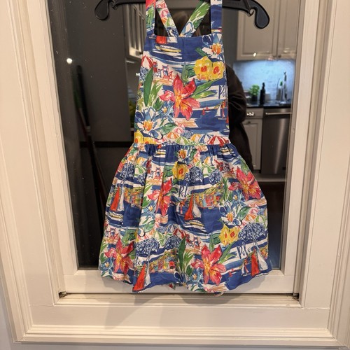 Polo Ralph Lauren Big Girls Riviera-Print Poplin Dress Boat Floral Print Sz 5 - Picture 4 of 16