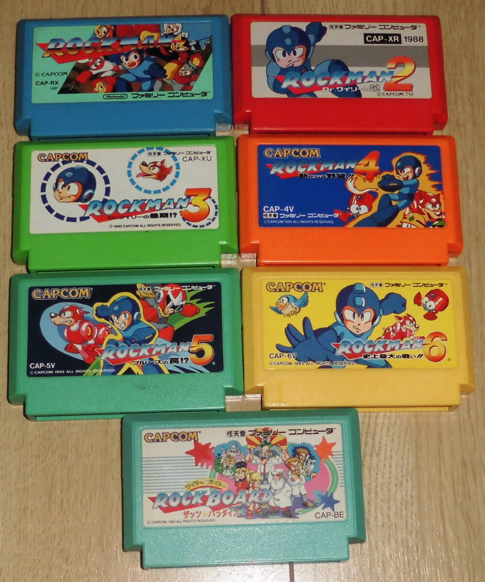 Fc Rockman 1 6 Rockboard Series 7-Piece Set Famicom Software Fc Rockman 1 6 Rockboard Series 7-Piece Set Famicom Software