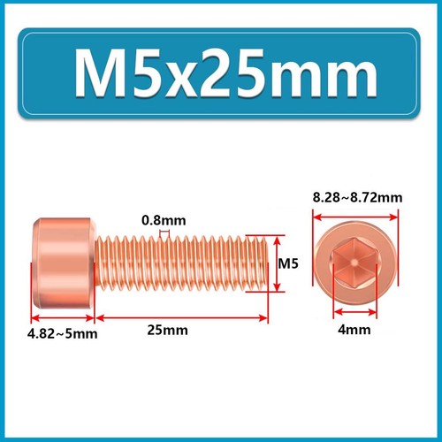 99% T2-Copper M3 M4 M5 ~ M12 Hexagon Socket Cap Allen Key Head Metric Bolts - Picture 40 of 83
