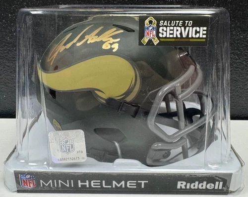 JARED ALLEN SIGNED AUTO MINNESOTA VIKINGS SALUTE SERVICE MINI HELMET BECKETT/BAS
