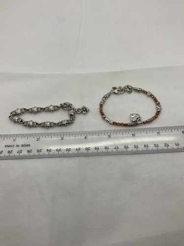 Brighton Lot of 2 Beaded Heart Charm Link Bracelets - Picture 4 of 4