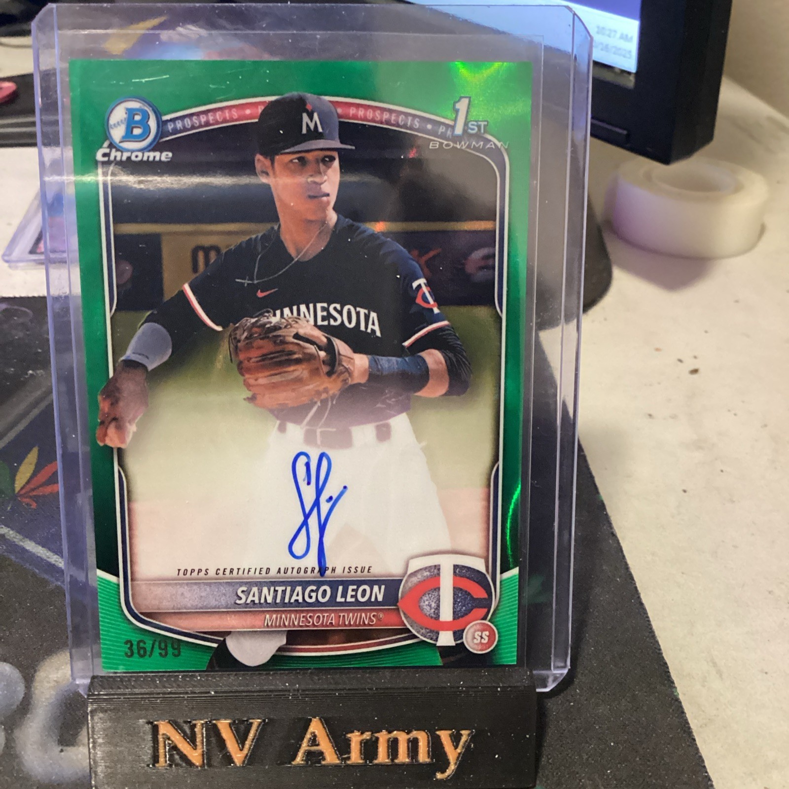 2025 Bowman Chrome #CPA-SL Santiago Leon Auto Green Lava Refractor /99