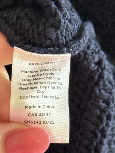 Talbots • Cárdigan con botones cuello en V punto abierto azul marino XL dobladillo festoneado nuevo con etiquetas - Imagen 10 de 10