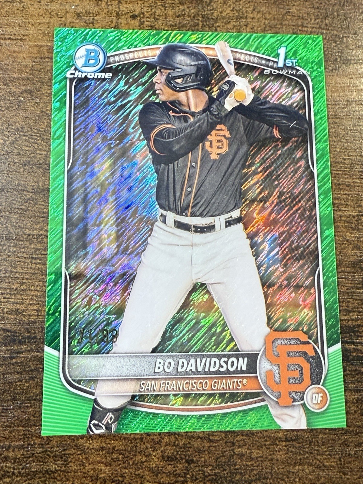 2025 Bowman Chrome 1st Bowman Green Shimmer Bo Davidson 71/99 Giants