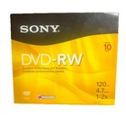 Sony DVD-RW Recordable DVD 4.7GB 120 Min. Discs 10 Pack With Cases FREE SHIPPING