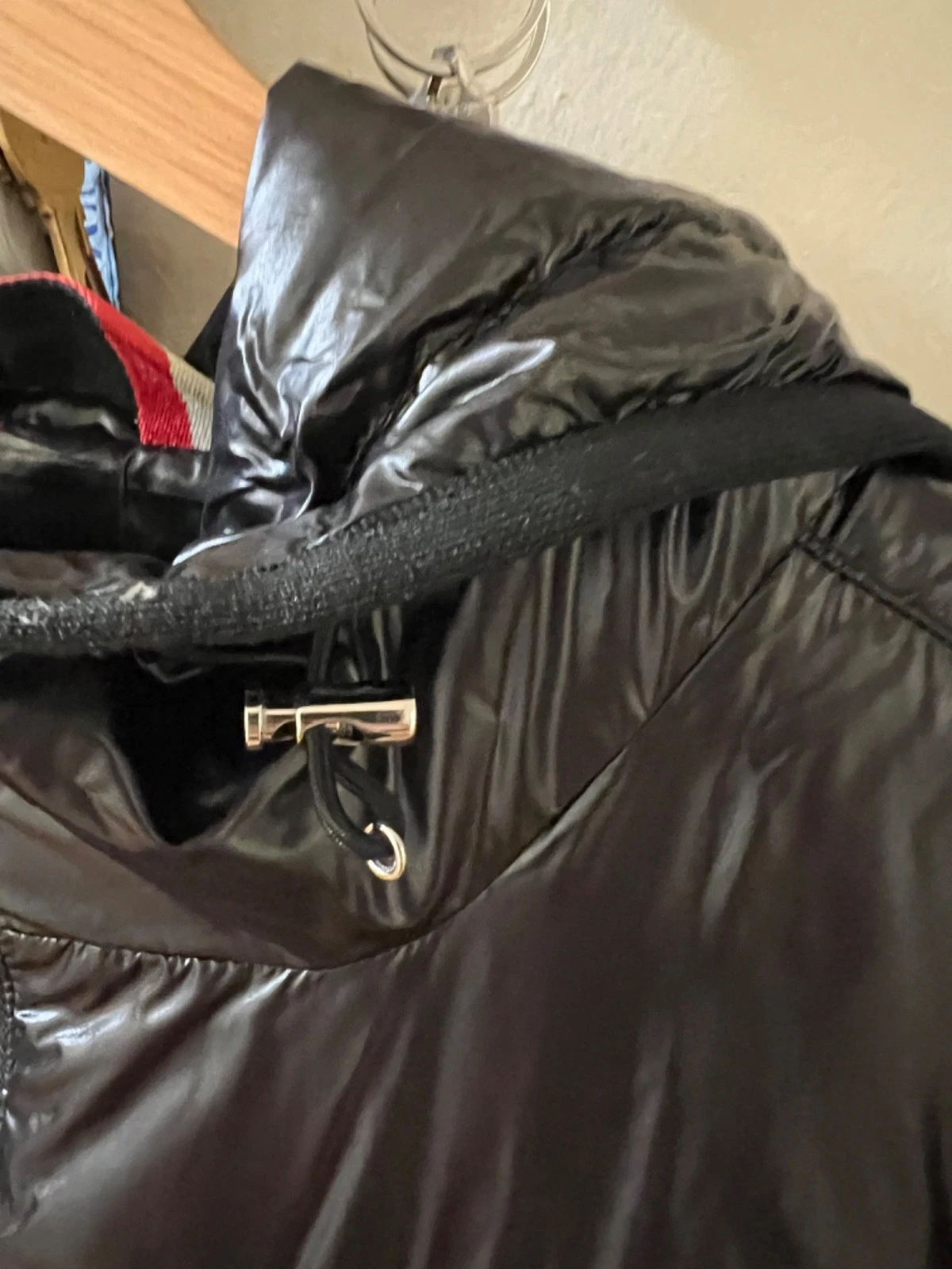 Moncler Lafond Black Nylon Down Jacket Men's Size 2 Hooded Glossy Puffer Jacket - product detail image 5