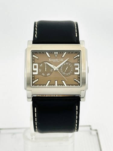 Kenneth Cole NY KC1289 Rectangular Multifunction Brown Dial & Black Strap Watch - Picture 5 of 24