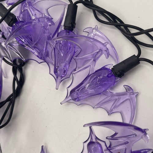 Halloween Lights - Fun Shapes Purple Flickering Bats And Spider String Lights - Picture 10 of 10