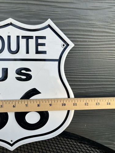 Vintage Route 66 Schild verwittertes Porzellan emailliert Stil Blechschild - Bild 6 von 6