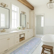 Lavender Modern Oushak Rug 2'6"x10, Vintage Turkish Colorful Oriental Antique...