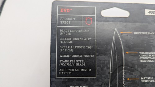 Gerber EVO FULL Size KNIFE Titanium Coat/Combo Edge - NEW - Picture 6 of 9