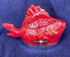 Vintage Chicken of the Sea Tuna Baker Server Bauer Pottery Made in CA Maroon Red