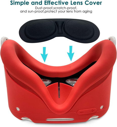 JYMEGOVR for Oculus Quest 2 Silicone Cover, Protective Cover Accessories Red - Picture 4 of 7