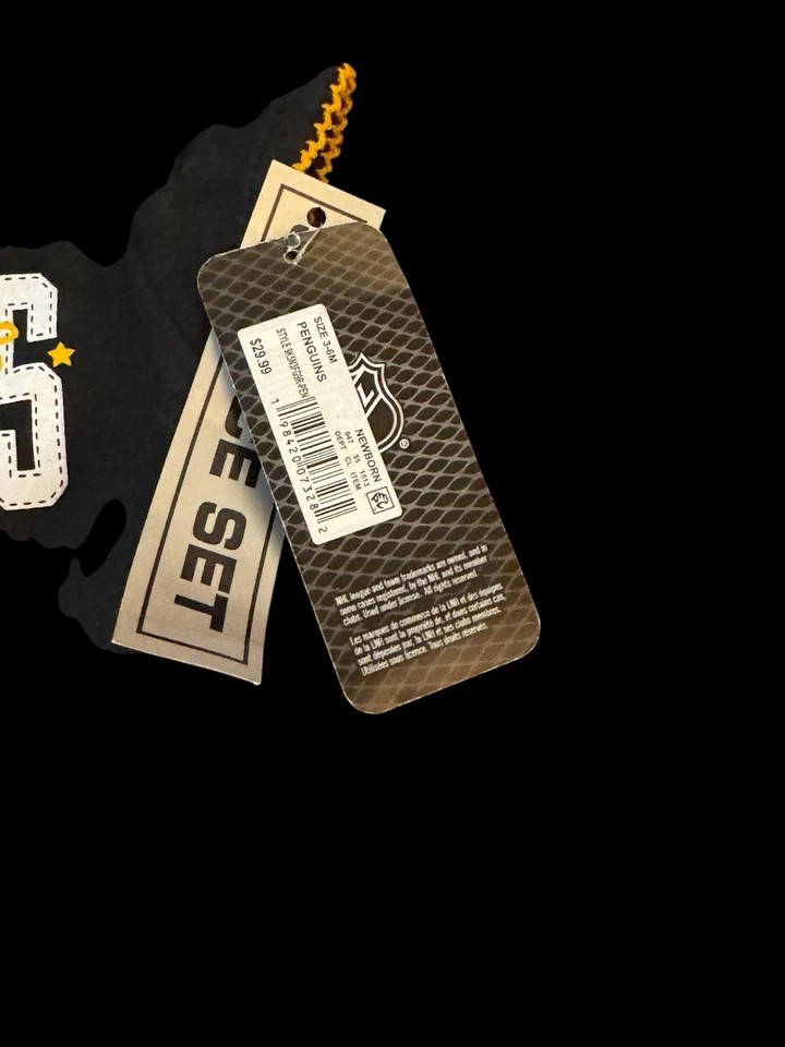 Conjunto De 3 Pittsburgh Penguins Creeper Body Conjunto Niñas 3-6 Meses NHL Oficial Foto 4 de 4