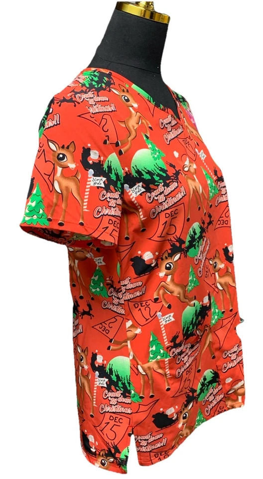 Rudolph the red nosed reindeer christmas Scrub size M scrub top  - Image 3 of 4