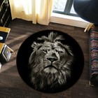 3D Black Lion C596 Animal Non Slip Rug Mat Round Elegant Carpet Zoe