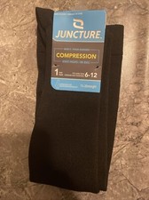 Juncture Mens Compression Calf Knee High Socks Long Size 6-12 Black NWT One Pair