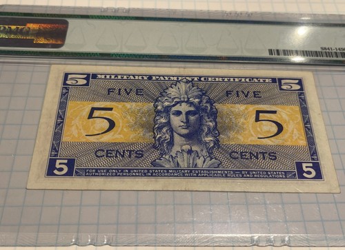 Military Payment Certificate, 5 Cents Series 521, PMG 45 EF - Picture 4 of 4