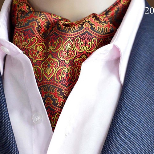 Men Fashion Paisley Polka Dots Floral Cravat Wide Tie Wedding Ascot Scarf RS042 - Picture 21 of 21