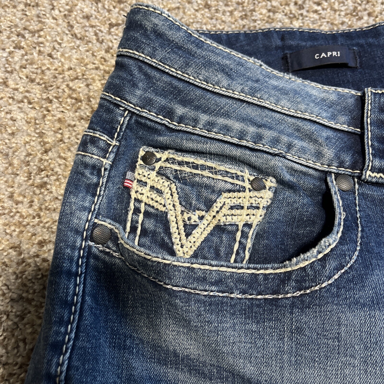 VIGOSS Heritage Fit Capris Womens S16 L22 Blue Mid-Rise Crop Denim 36 X 22 - View 3