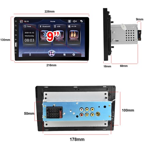 Single 1Din Car Stereo Radio For Apple/Android CarPlay 9" MP5 Player BT +Camera - Picture 3 of 12