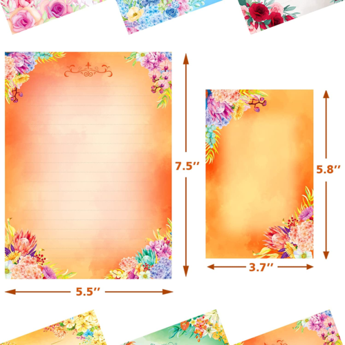 Floral Stationery Set: 48 Writing Papers & 24 Envelopes - Cute & Colorful - Picture 6 of 12