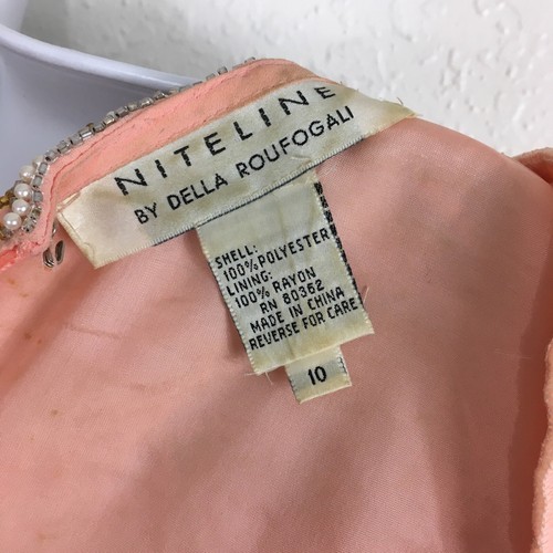 Niteline By Della Roufogali VTG Formal Dress Sz 10 Beaded Sequined Coral Wrap - Picture 9 of 9