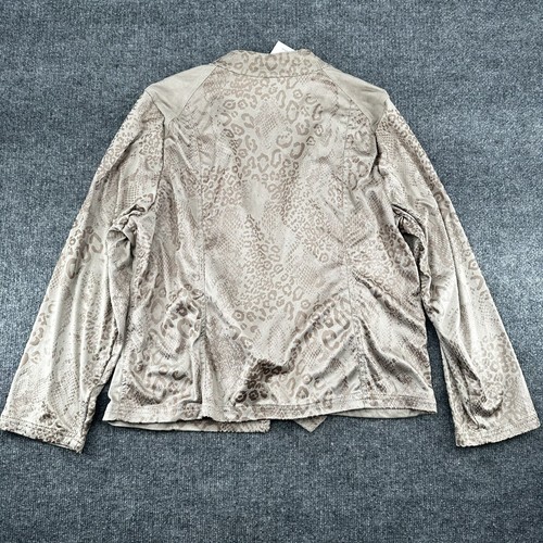Chicos Jacke Damen 3 geprägtes Wildlederimitat Tibet Taupe offen Schlangenleder Print - Bild 15 von 18