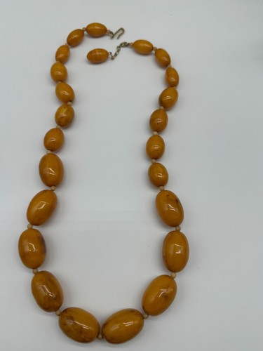 Vintage Marbled Butterscotch Bakelite Bead Necklace 110 Grams - Picture 8 of 14