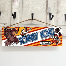 Donkey Kong Wood Gaming Sign Arcade Man Cave Bar Gamer Gift Birthday Mario New 