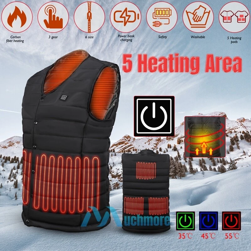 Washable Heated Vest Body Warm USB Charging Electric Heating Vest 5 Heated Zone - Image 2 of 4