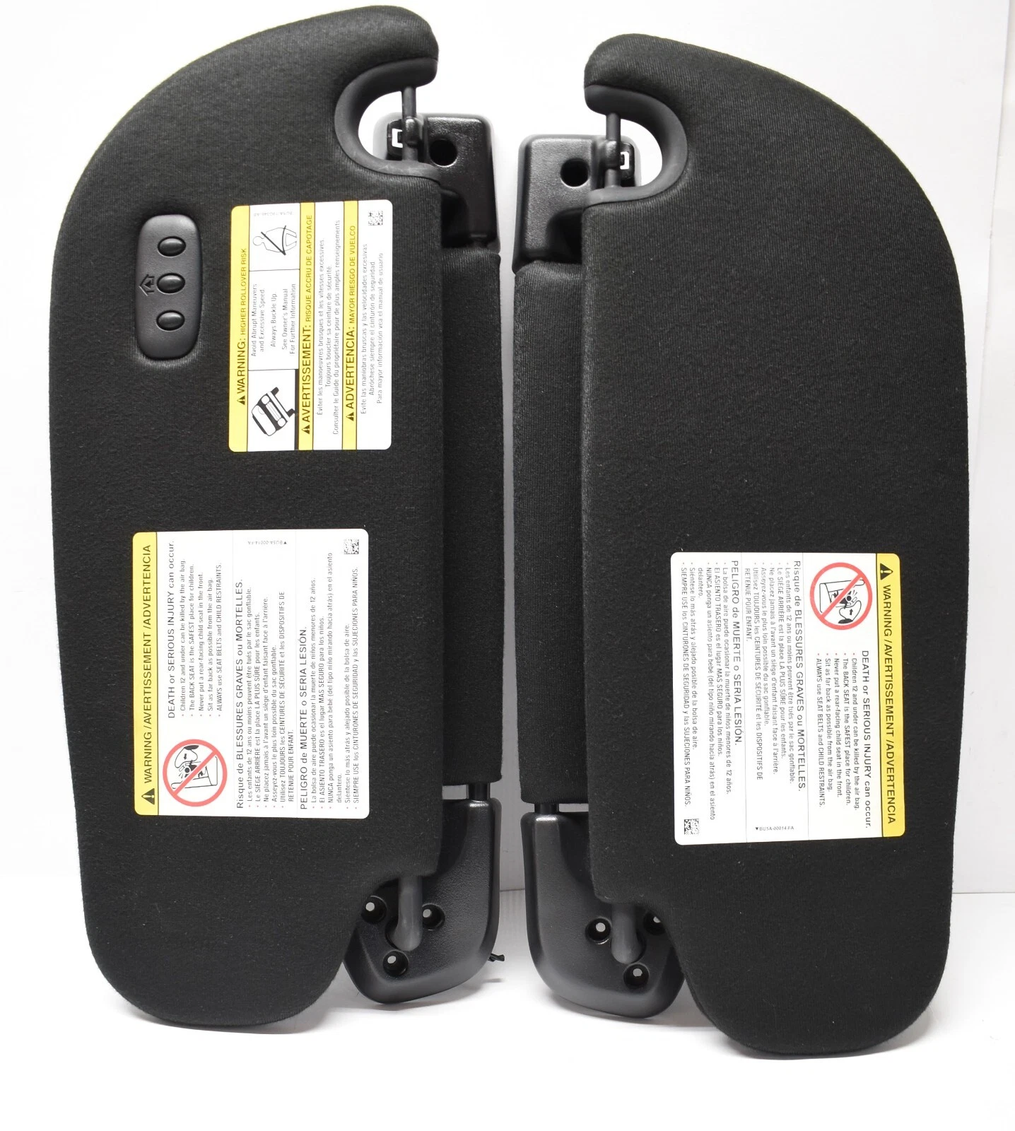  driver passenger sun visor illuminated garage door 