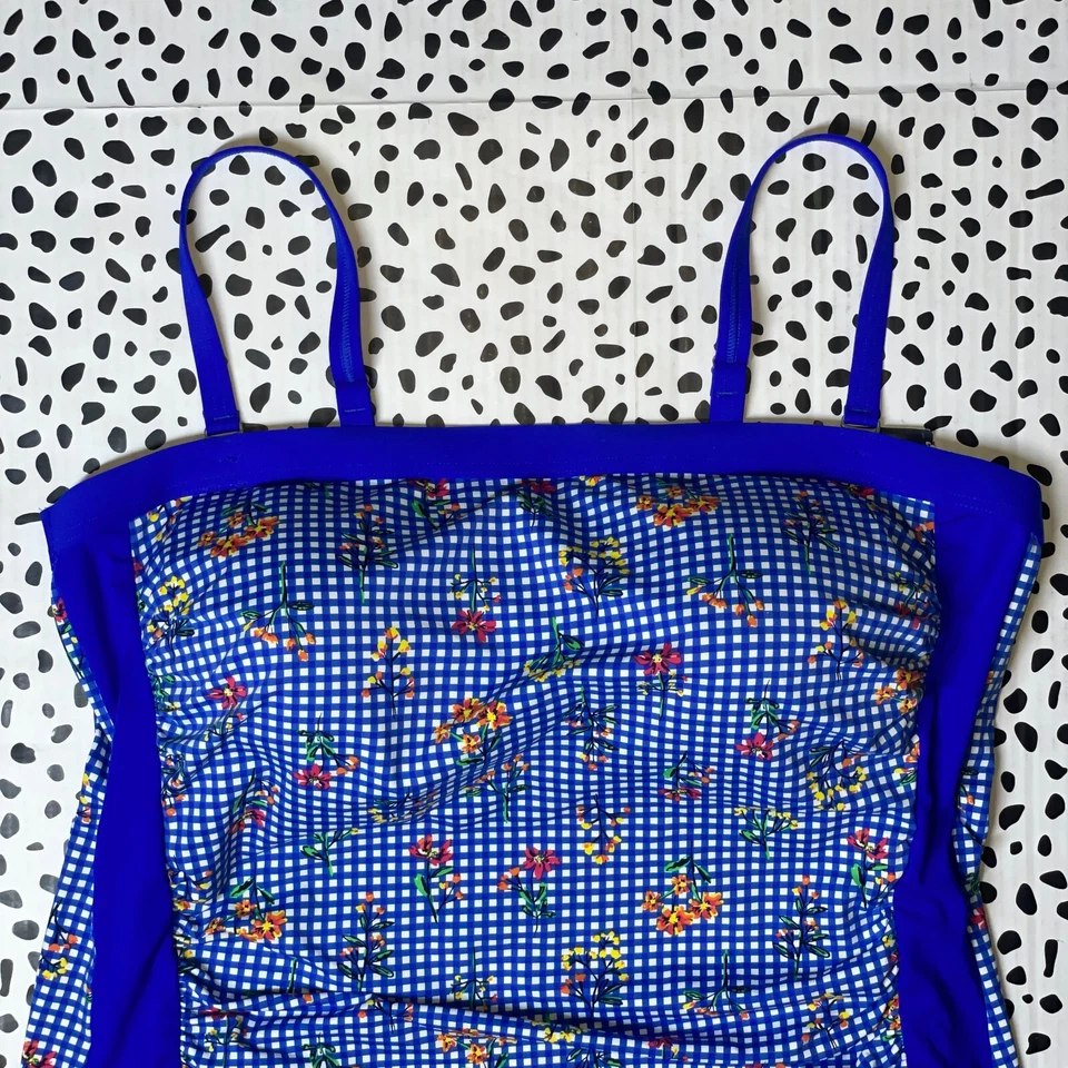 Tankini Bandeau Botánico Lands End Eléctrico Azul Tapa de Natación Reg. 18 522621 Foto 3 de 4