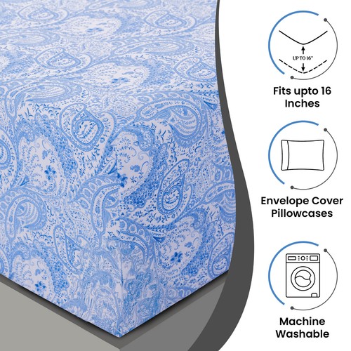 Luxury Deep Pocket 6 Piece Bed Sheet Set 1800 Series Hotel Comfort Paisley Sheet - Picture 81 of 90