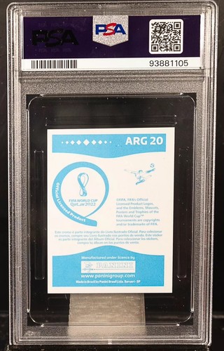 Pegatinas LIONEL MESSI 2022 Panini Copa Mundial de la FIFA ARG20 espalda azul PSA 9 - Imagen 2 de 2
