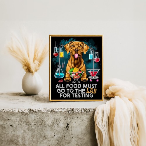 Funny Dog Wall Art Print - "All Food Must Go to the Lab for Testing" - Labrador - Picture 2 of 9