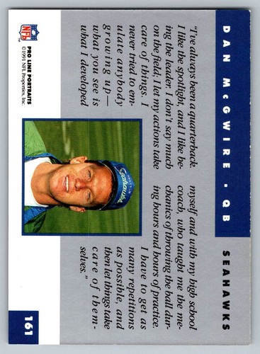 Dan McGwire #161 Rookie Seattle Seahawks 1991 Pro Line Portraits - Picture 2 of 2