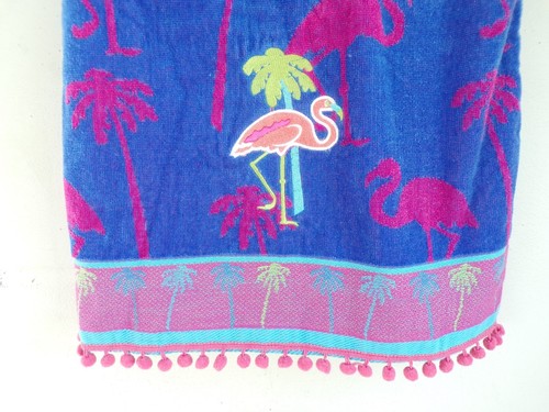 NEU Mädchen Strand Überwurf blau rosa Flamingo Palme Sommer Handtuch 6-8 Einheitsgröße - Bild 3 von 4