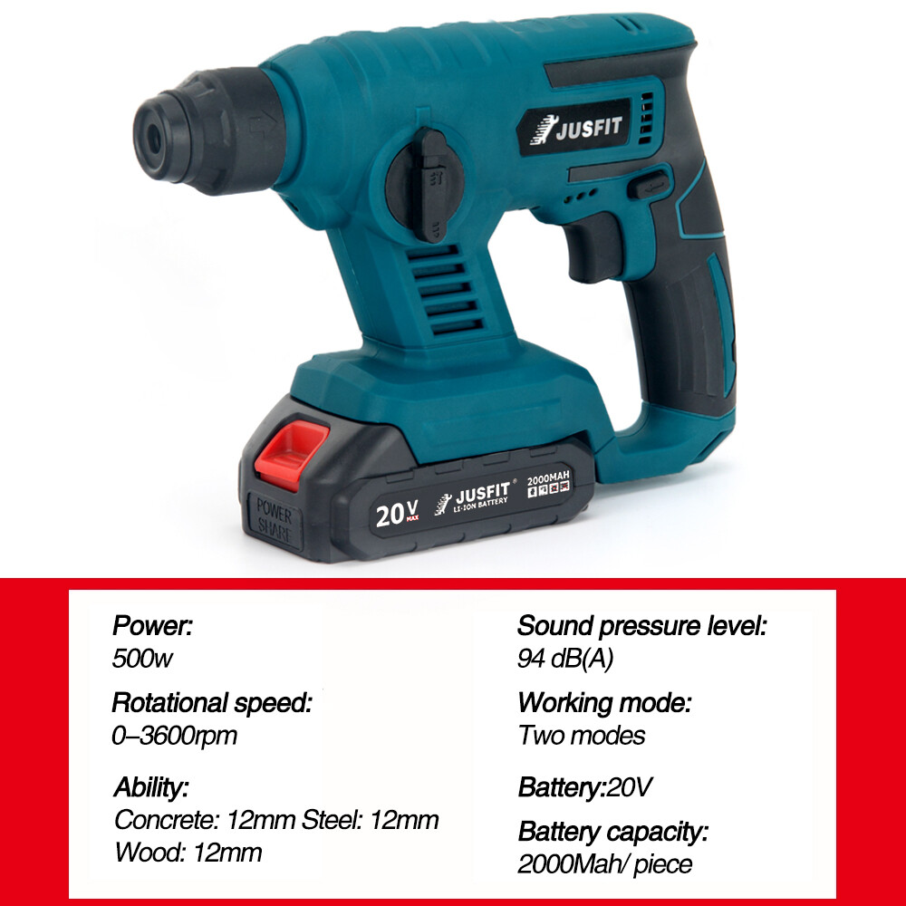 20V Cordless Hammer Drill Impact Driver SDS Plus Rotary Electric Hammer