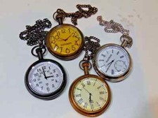 Lot of 4 Watch elgin vintage pocket Collectible Antique Brass Pocket Watch GIFT