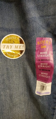 Lee Riders Ladies Size 16 Medium Straight Midrise Denim Jeans Stretch NWT New - Picture 5 of 7