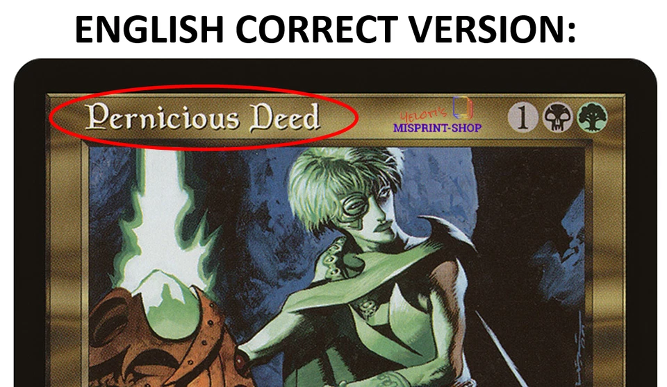 Pernicious Deed Mtg MISPRINT. Cardname doubleprinted in White - Imagen 4 de 4