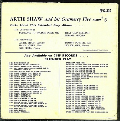 Artie Shaw and His Gramercy Five Album #5 45 EP PLAY TESTED