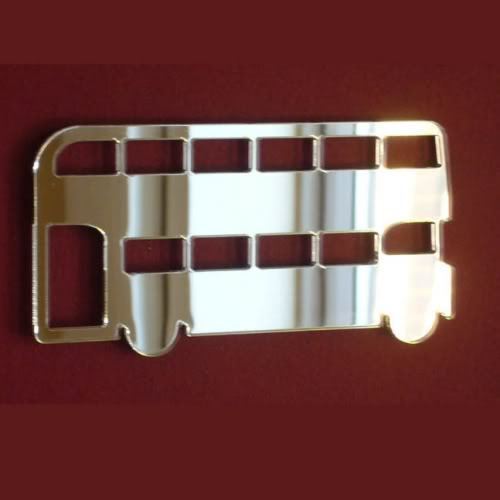 Double Decker Bus Shaped Acrylic Mirrors (Several Sizes Available) Bespoke Made - Afbeelding 1 van 1